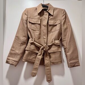Anne Klein Suit Taupe Belted Utility Jacket Size 6